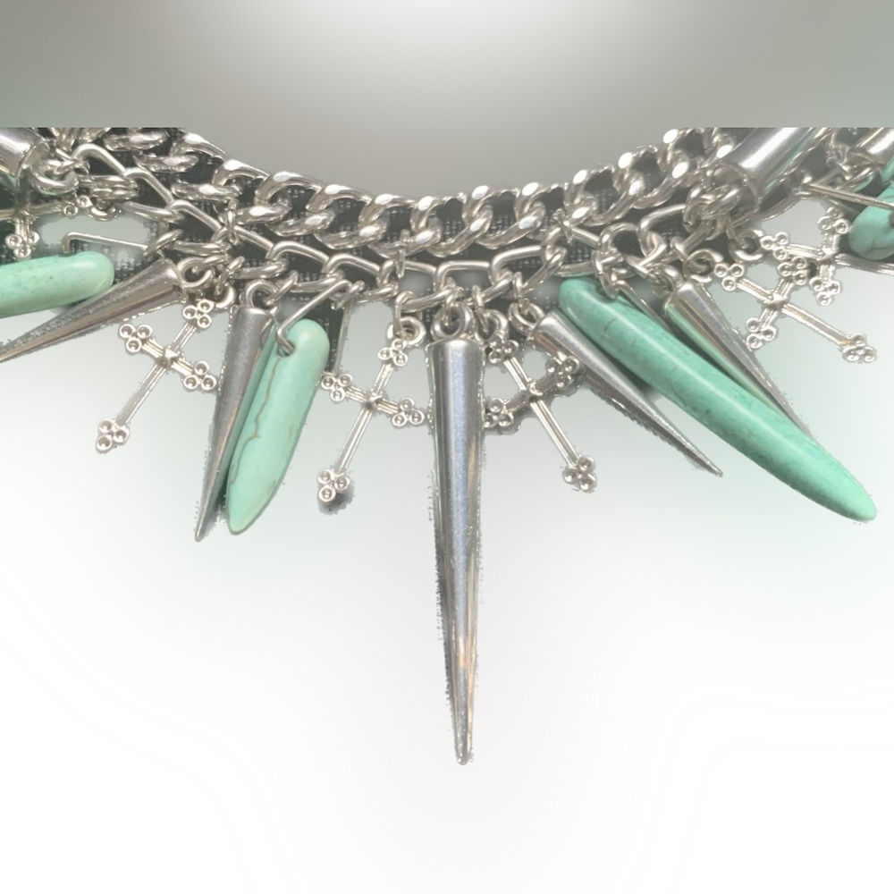 💚Genuine TURQUOISE & Multiple Cross Necklace by Cookie Lee - Picture 2 of 5